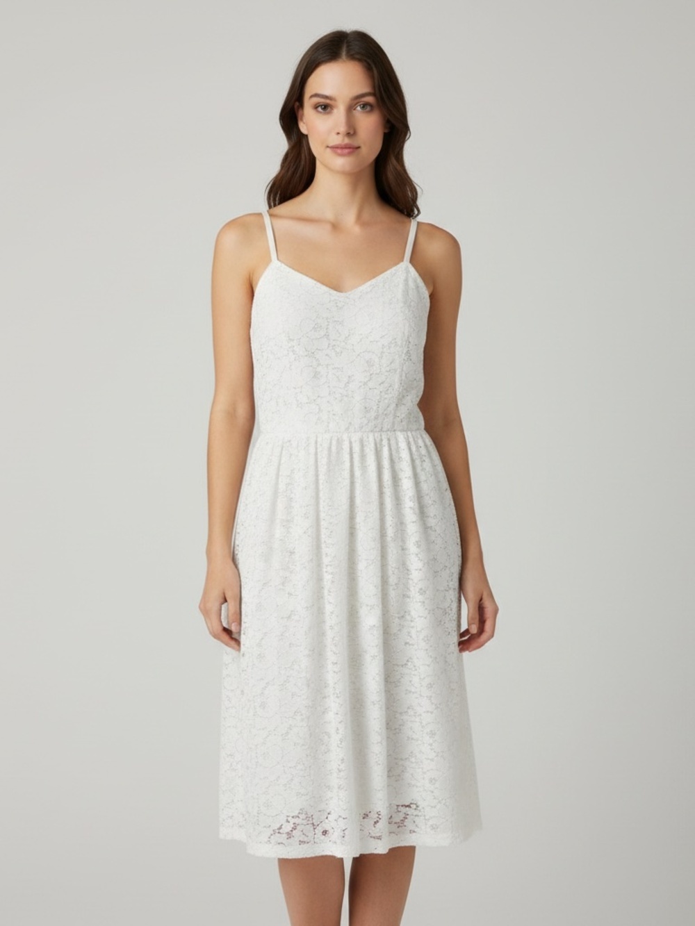 dELiA*s White Lace Spaghetti Strap Midi Dress Size SJ Summer Boho